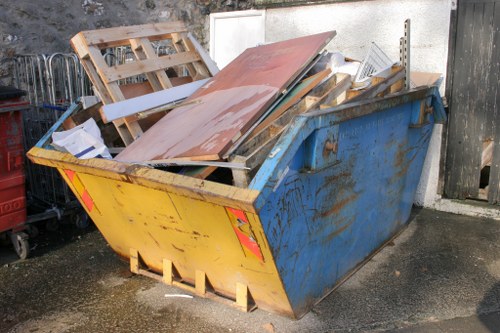 Various types of builders waste materials ready for clearance